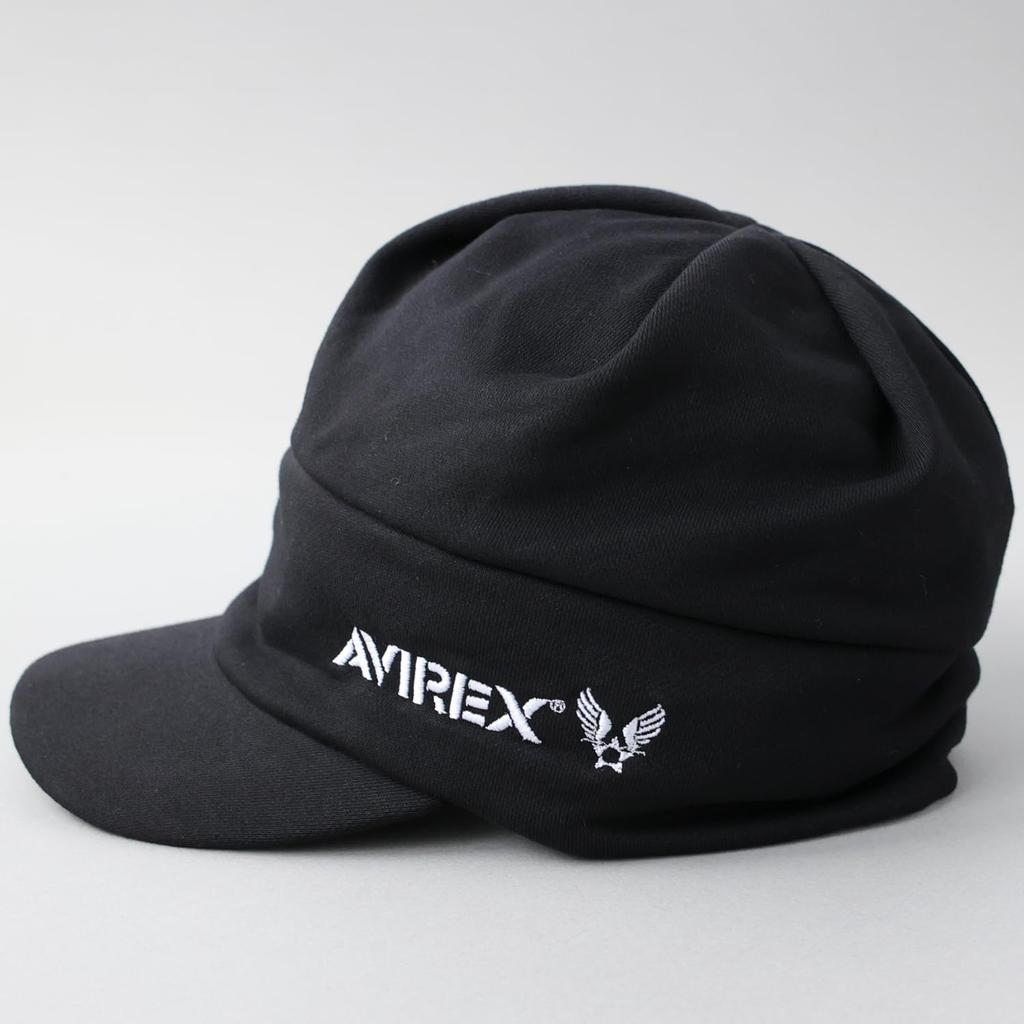 AVIREX knit cap with brim, black