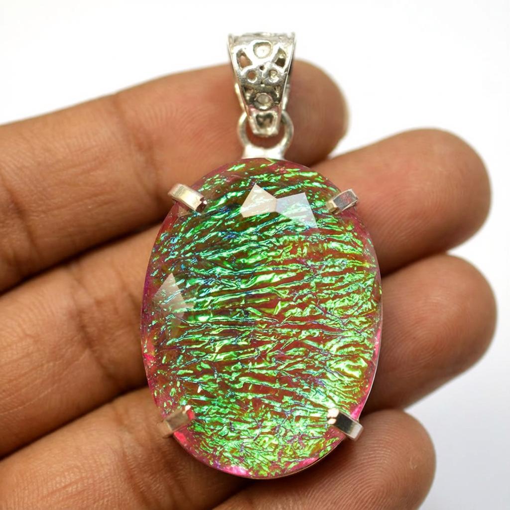 Lab Created Monarch 77.85Ct 925 Sterling Silver Opal Gemstone Pendant Certified