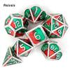 7 шт., зеленые, красные стандартные металлические кубики, набор цельнометаллических многогранных кубиков, подходящий для ролевой ролевой игры, настольной игры, карточной игры