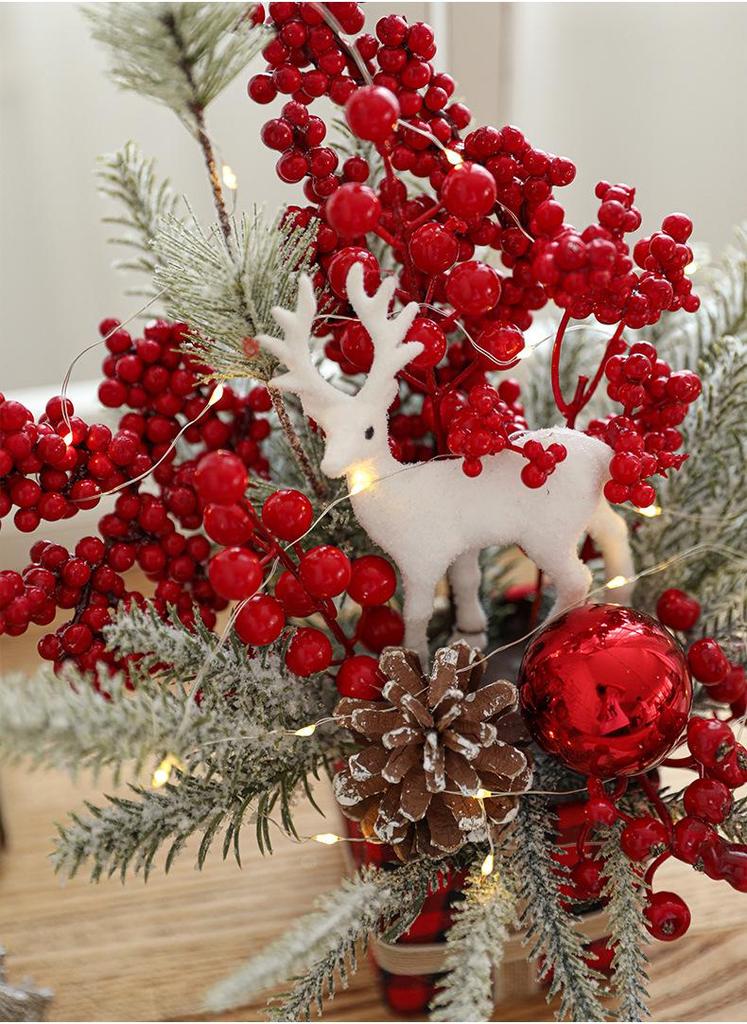Christmas Floral Arrangement: Simulated Pine Branches & Cones with Dried Flowers & Fruits
