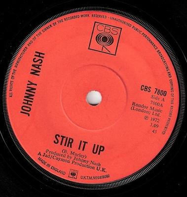 7-дюймовая пластинка JOHNNY NASH - Stir It Up / Cream Puff CBS7800 CBS 1972 Великобритания Регги, Ска и Даб Б/У