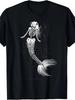 Halloween Mermaid Skeleton Graphic Print Men's Luxury Cotton Short Sleeved T-shirt Summer Unisex Men's and Women's Street