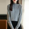 Pink Hollow Out Half-High Neck Cardigan Sweater - Women's Loose Fit Autumn/Winter Fashionable Outerwear