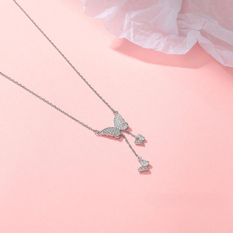 Изысканное женское ожерелье с кисточками в виде бабочки в универсальном стиле феи, легкая роскошь и высококачественная цепочка для воротника