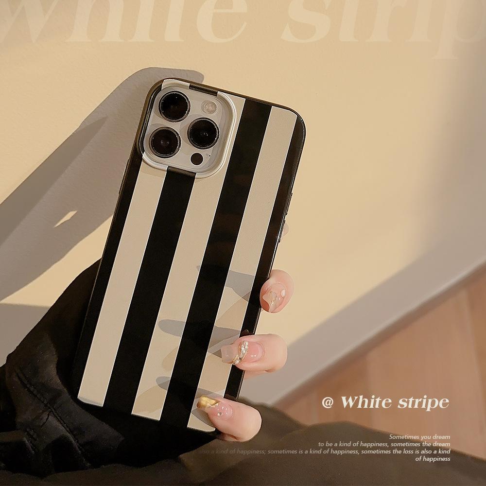 Fashion Retro White Striped Pattern Phone Case For iPhone 17 Air 16 Pro Max 15 14 Plus 13 12 11 Shockproof Silicone Back Cover