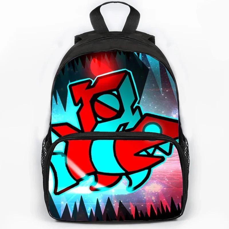 Children Large Capacity Angry Geometry Dash Print Backpack Students School Bags for Girls Boys Cartoon Bookbag Travel Backpacks