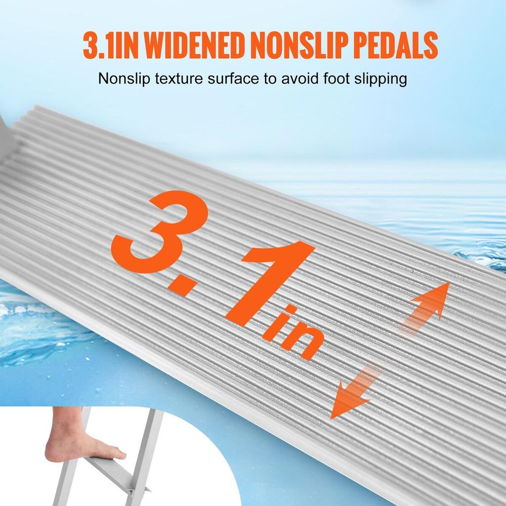 Aluminum Dock Ladder Boat Dock Ladder Removable 3 Steps with 500lbs Load