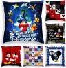 Мультяшная подушка для дивана и автомобиля Микки Маус и Минни Маус от Disney, набор подушек для гостиной, наволочка из персиковой кожи и фланели