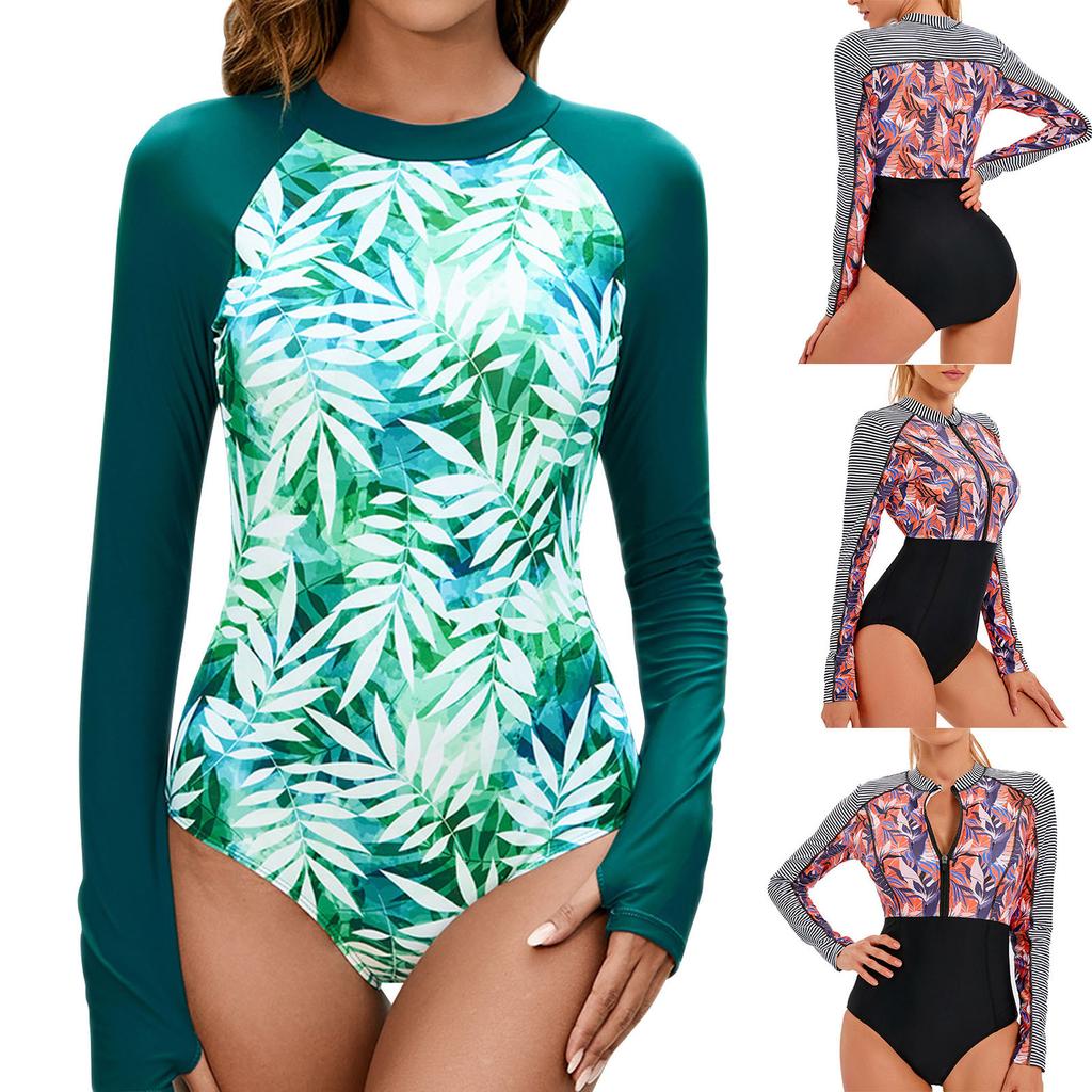 Женский сексуальный купальный комплект, купальник соответствующего цвета, купальник на молнии с длинными рукавами, сетчатый купальник для похудения