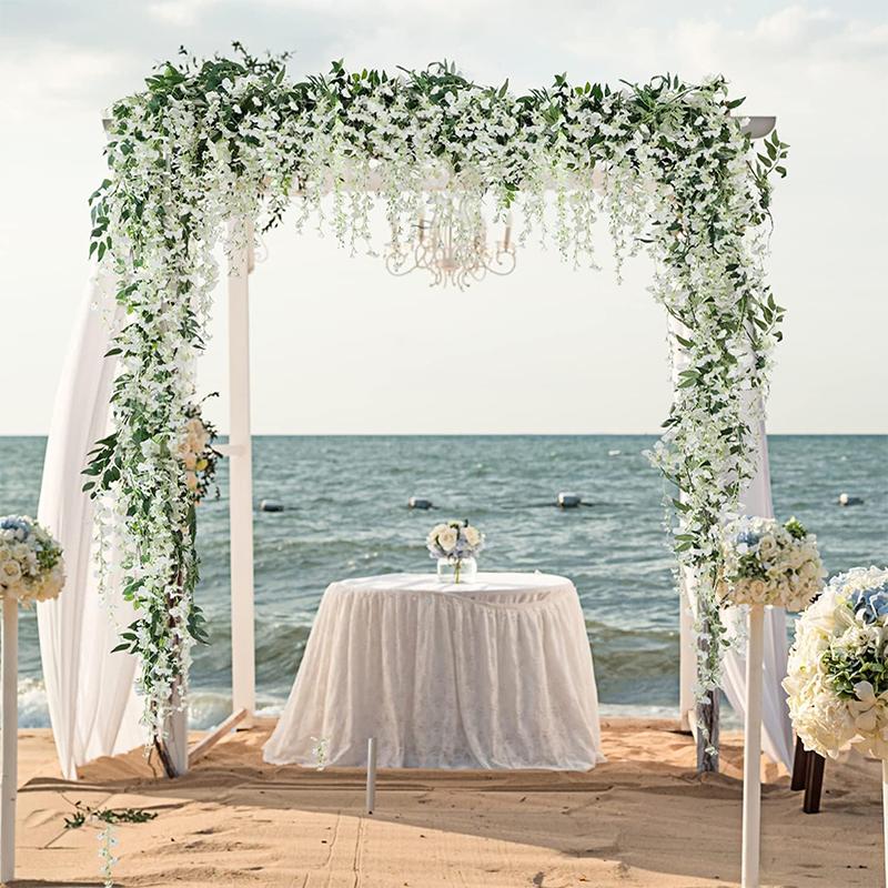 1.8M White Silk Wisteria Artificial Flowers Vine Garland Plants for Room Wedding Arch Decoration Fake Plant Flower Wall Decor
