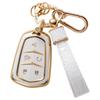 Чехол для автомобильного ключа с золотым краем и узором из камня с подвеской-брелком