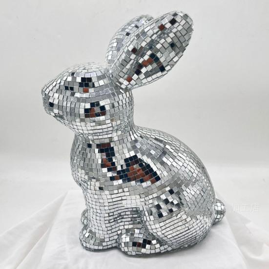 Диско-шар Кролик Ручная работа Мини Зеркальная Фигурка Кролика Форма Кролика Диско-шар для вечеринок Свадьбы Дня Рождения Украшения
