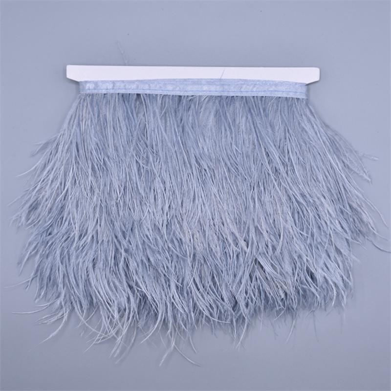 10Meters Colored Ostrich Feathers On Ribbon Trim 8-10Cm Skirt Fringe On Tape Ostrich Feather Trims Sewing Trimmings Decoration
