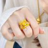 Golden Rhinestone Opening Ring Textured Animal Ring Creative Vintage Metal Ring  Daily