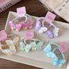 2pcs/set Summer Candy Color Hair Ties with Transparent Butterfly,High Elasticity Ponytail Holders for Girls Sweet Hair Band