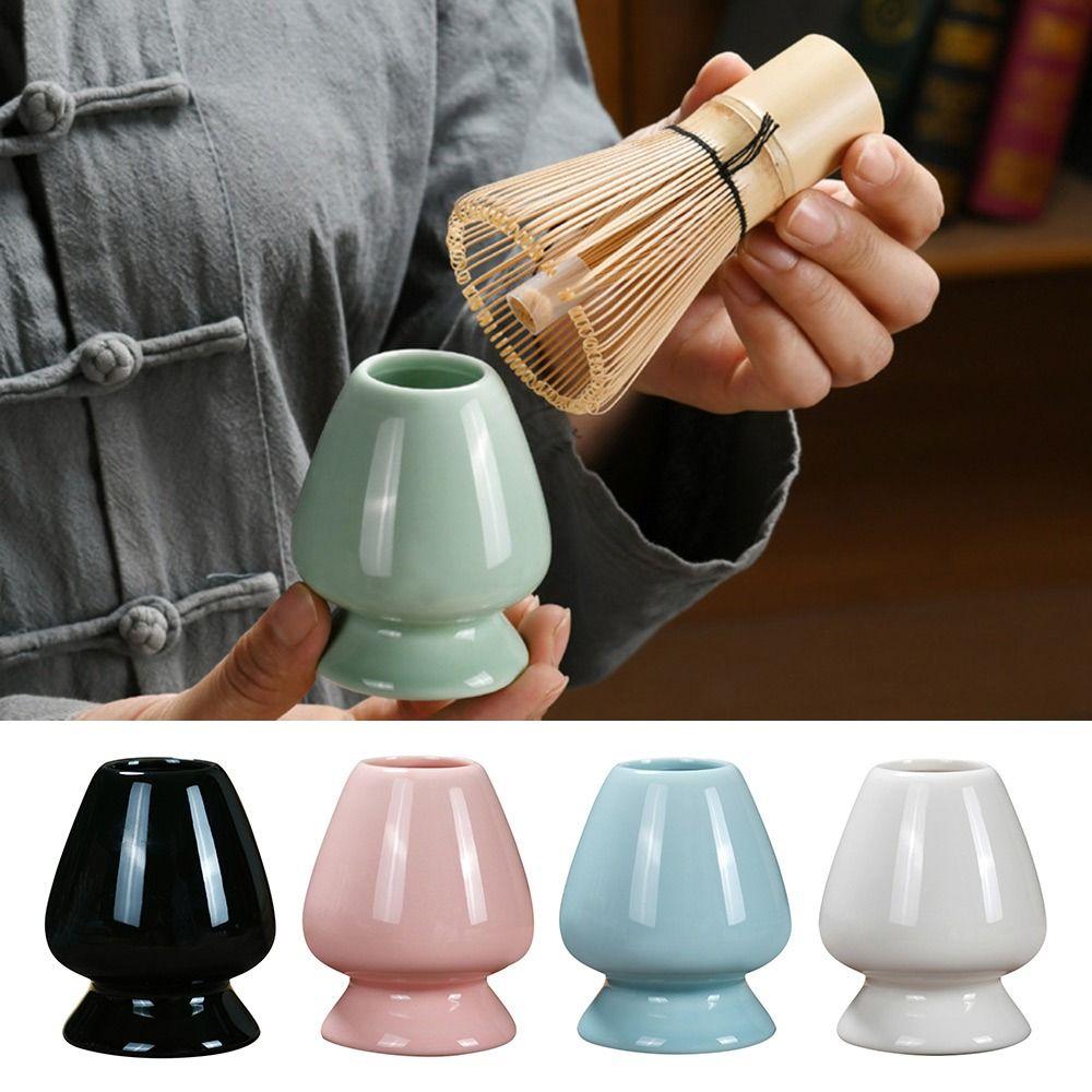 Solid Color Whisk Stand Holder Ceramic Bamboo Matcha Chasen Holder  for Tea Set Accessories