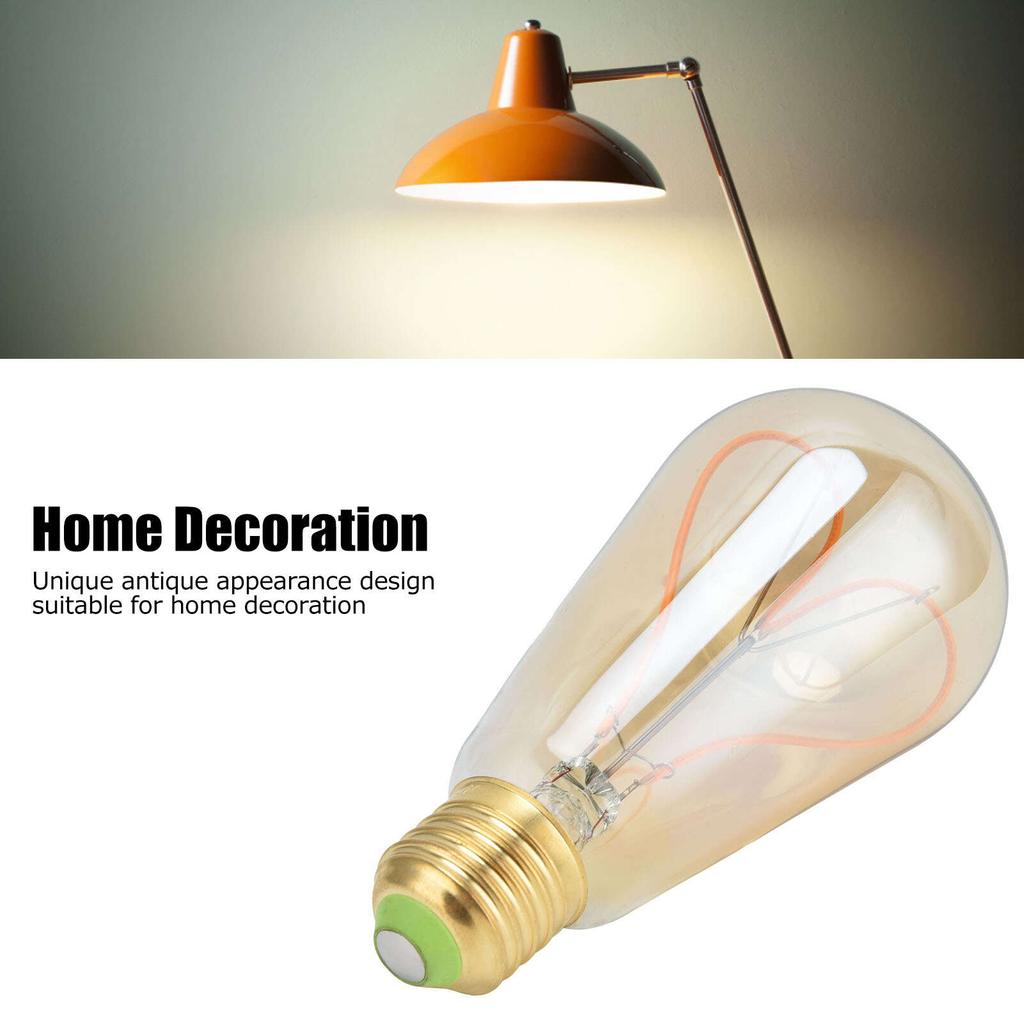 Винтажная лампочка E27 4 Вт с высокой светопропускаемостью, гибкая спиральная нить накаливания, регулируемая яркость, теплый свет, светодиодная лампа