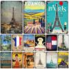 Vintage France Metal Sign Funny Tin Travel Plaque for Home Bar Cafe Wall Decor Rustic Metal Plate