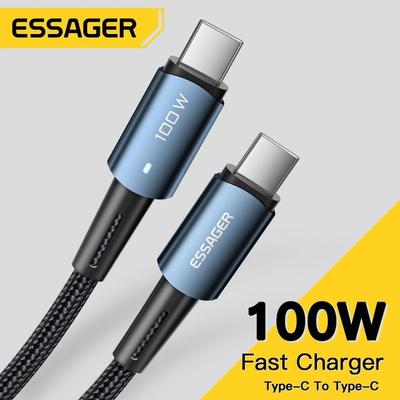 Essager Кабель USB C 100 Вт PD QC 4,0 3,0 Кабель USB типа C Кабель для быстрой зарядки Тип C для MacBook Pro Samsung Xiaomi Зарядный кабель