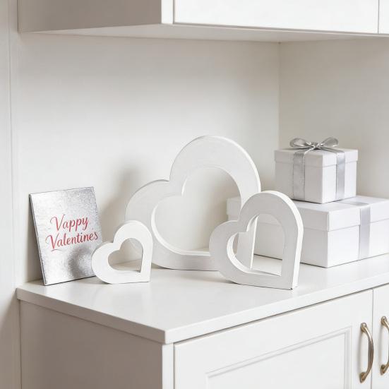 3 шт. Деревянные центральные элементы в форме сердца, Романтический знак в форме сердца на День святого Валентина для стола, камина, свадебной вечеринки, домашнего декора