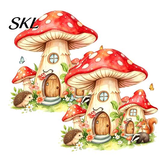 Decorative PVC Window Clings for Home Watercolor Forest Fairy Static Cling, Mushroom Elf Cottage Glass Decal Versatile Party Decoration Decals
