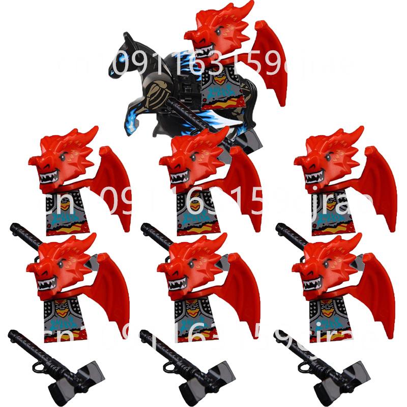 Совместимые MOC Средневековые Строительные Блоки Персонажи Солдаты Рыцари Драконов Черный Лев Орел Игрушка Подарок Кирпичики Фермер Солдат X048