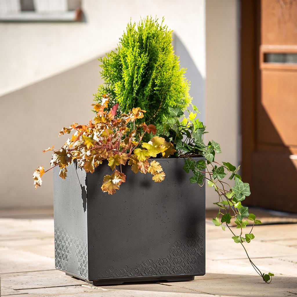 KADAX Doniczka Donica Na Kółkach Eko 40x40cm Czarna Na Kwiaty Rośliny Z Korkiem