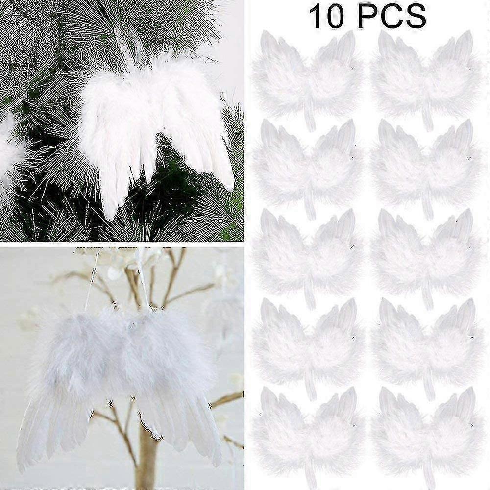 10 Pieces Mini White Feather Wings for Crafts and Decorations
