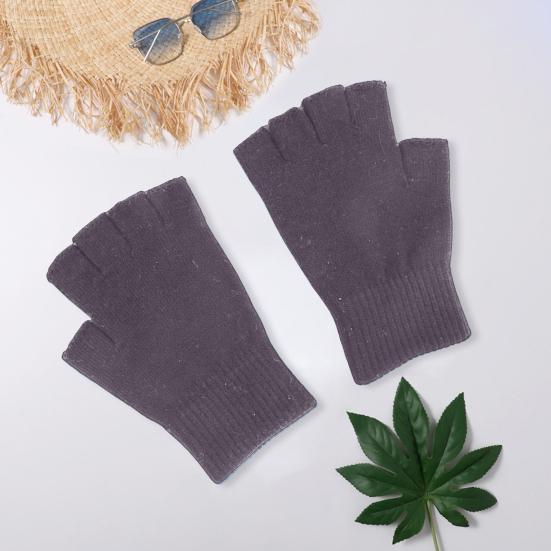 1 пара черных перчаток с полупальцами, женские и мужские шерстяные перчатки для вязания, однотонные эластичные теплые перчатки для верховой езды, спортивные варежки для тренировок