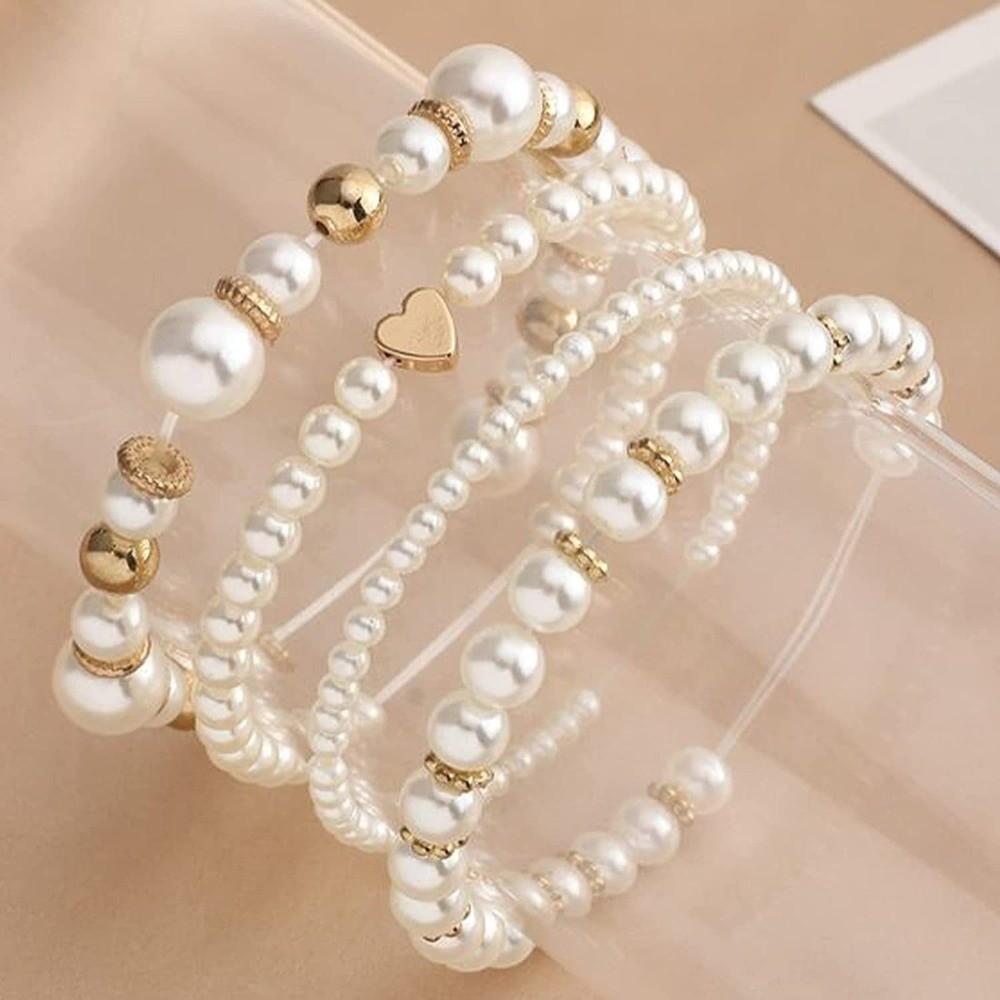 1890pcs Round Shape Pearl Beads Set with Gold Beads Jewelry Making Beads for Necklaces