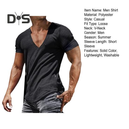 Моющаяся мужская рубашка с v-образным вырезом, шикарная летняя мужская базовая футболка, топ для фитнеса
