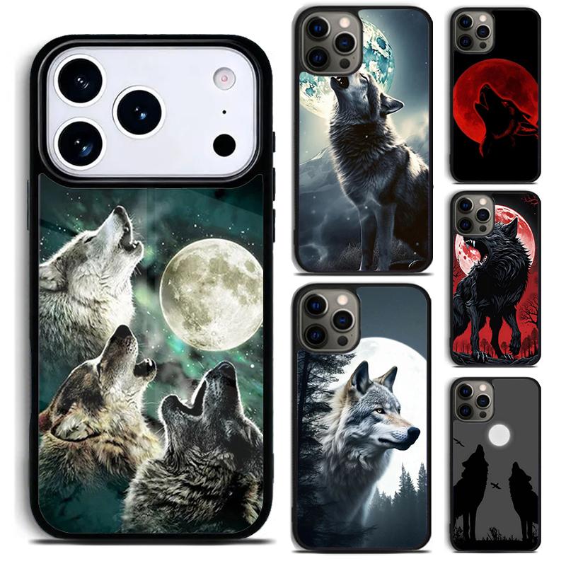 Wolf Moon Howl Phone Case For iPhone 17,16e,15,14,13,12,11,Mini,Pro,MAX soft Silicone Cover