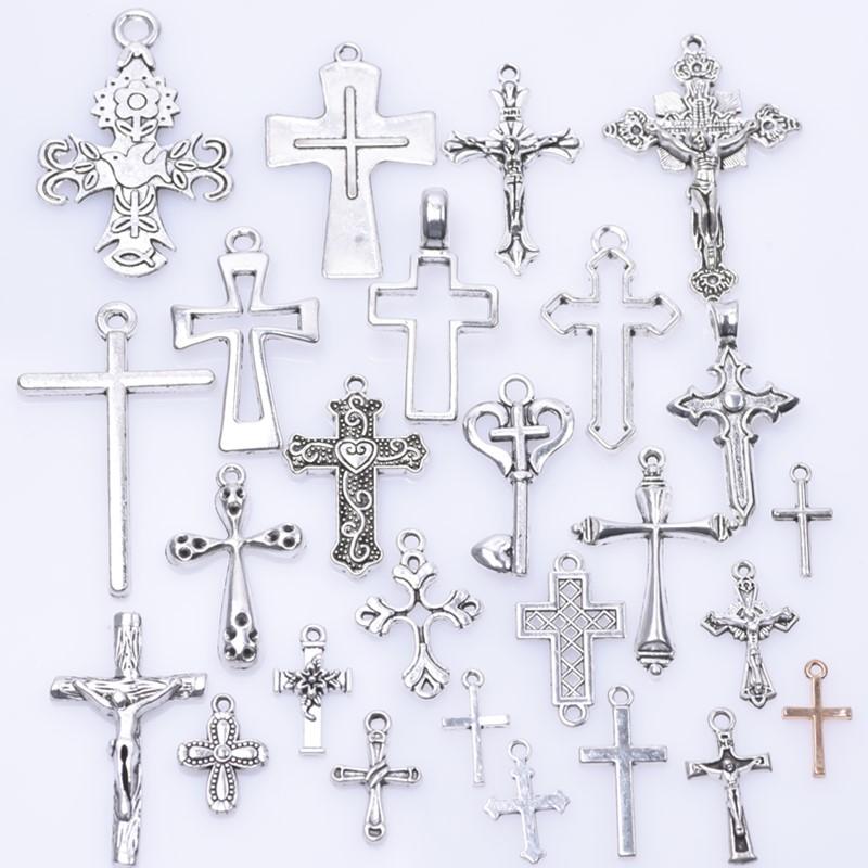 102030Pcslot Metal Silver Color Cross Charms For Jewelry Making Supplies Christ Accessories Handmade Womenmen Pendant Charm