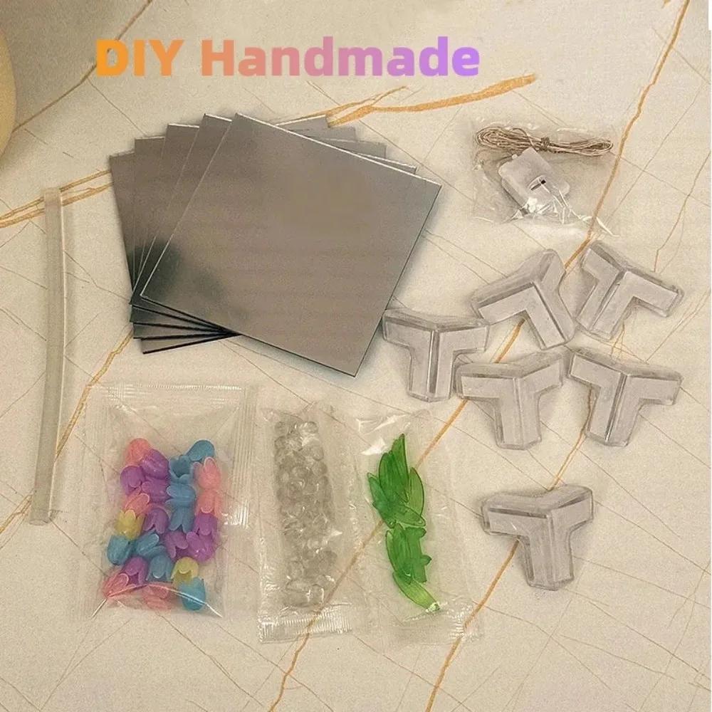 DIY Тюльпан Зеркальный Куб Лампа Имитация Цветка Спальня Спальная Настольная Лампа Ручной Работы Тюльпаны Зеркало Ночник Подарок На День Рождения