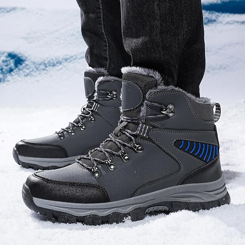 Men Winter Snow Boots Fashion Waterproof Sneakers Super Warm Brand Boots Outdoor Male Plush Hiking Boots Work Shoes Size 39-48