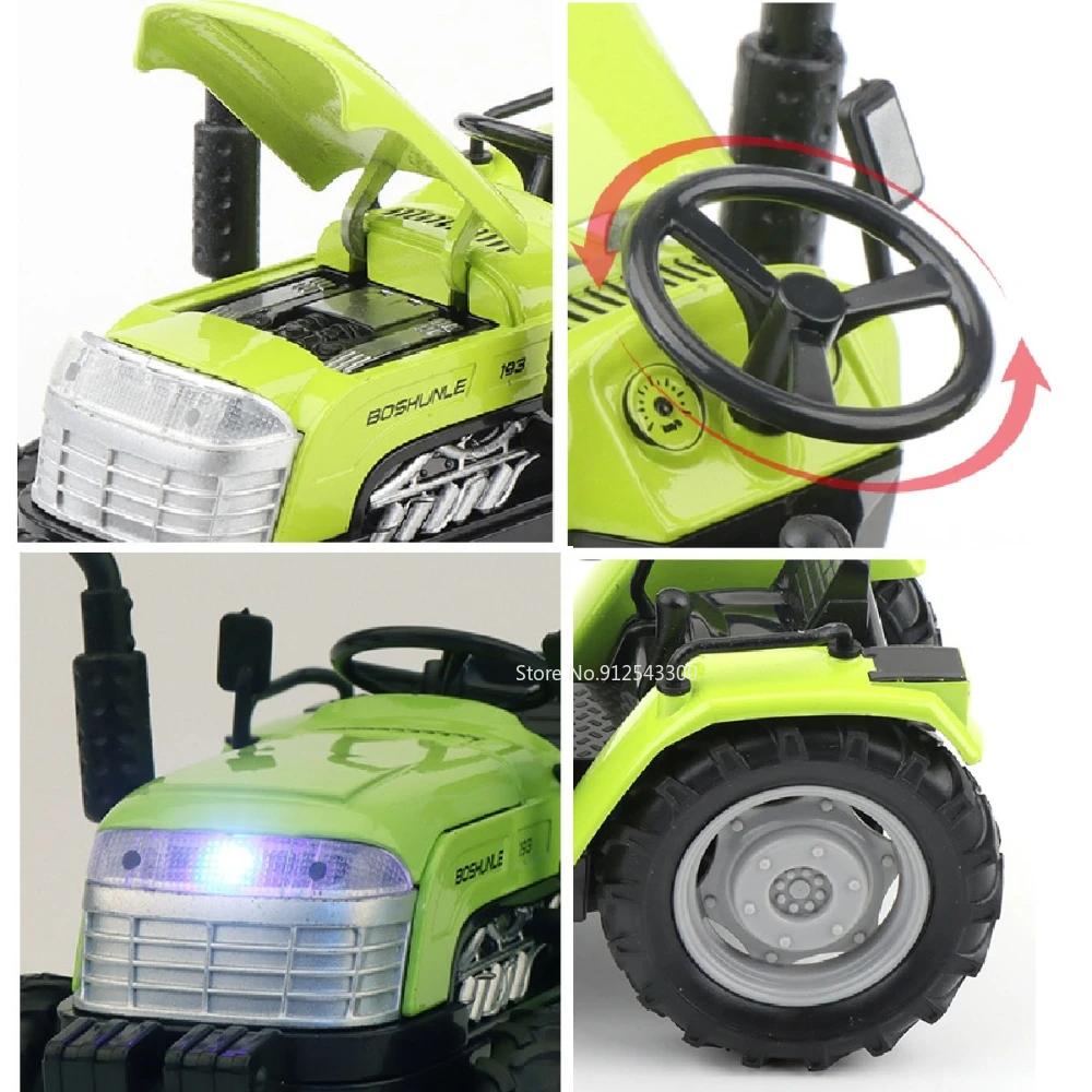 Scale 1:32 Toy Model Car Round Head Alloy Agricultural Tractor With Bucket Models Sound Light Collection Display Gift For Friend