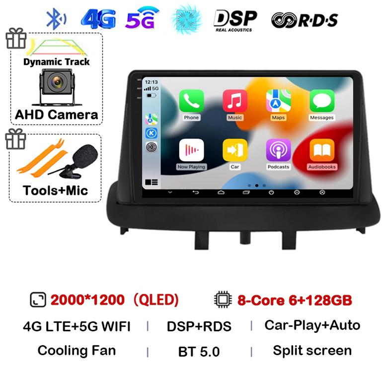 Android14 для Renault Megane 3 Fluence Samsung SM3 2008 2009 20010 - 2014 Автомобильный радиоприемник Навигация Мультимедийный проигрыватель DSP BT Carplay