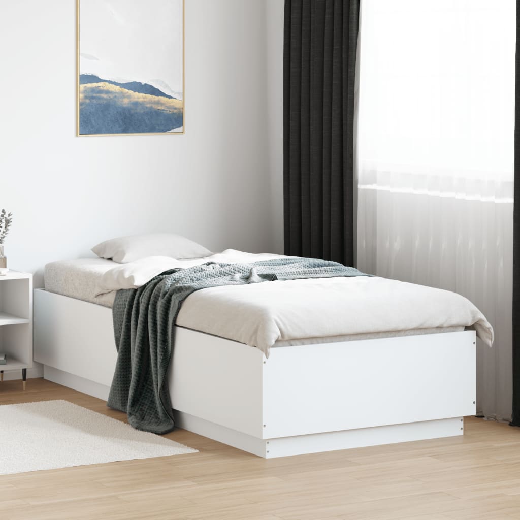 Vidaxl Rama Łóżka Z Led, Biała, 90X200 Cm, Materiał Drewnopochodny