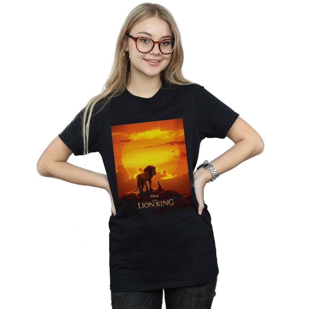 Disney Womens/Ladies The Lion King Movie Sunset Poster Cotton Boyfriend T-Shirt