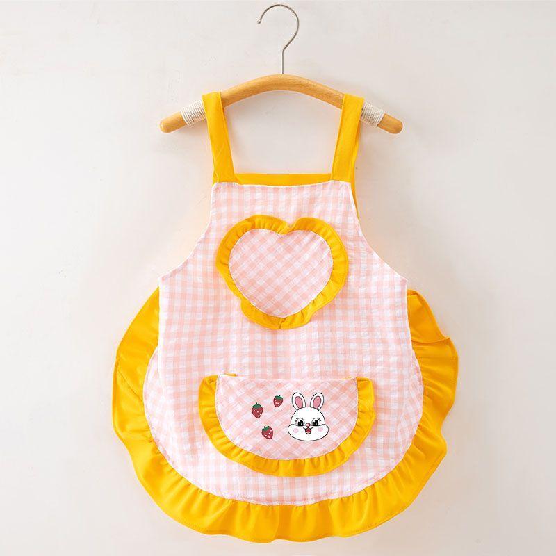 New Medium Large Children's Apron 3 To 6 Years Old Kindergarten Summer Sleeveless Waterproof Dirt-Proof Dressing Baby Eating Bib