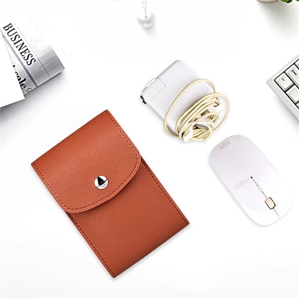 PU Leather Data Cable Bag Portable Mouse Storage Bag Digital Storage Bag U-Disk