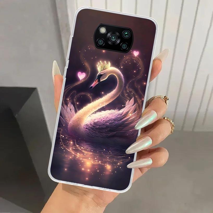 Белый лебедь Грация Искусство Чехол для телефона для Xiaomi Poco X5 X6 X7 Pro F7 Ultra M7 Redmi 15 15C 13 13C 12 12C 10 10A 10C 9 9A 9C 9T Корпус