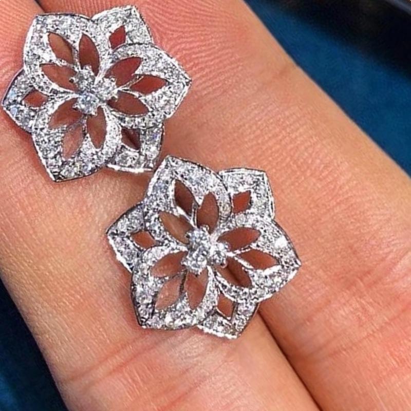 CAOSHI aesthetic stud earrings for women brilliant CZ delicate design flower accessories chic wedding Zircon graceful gift