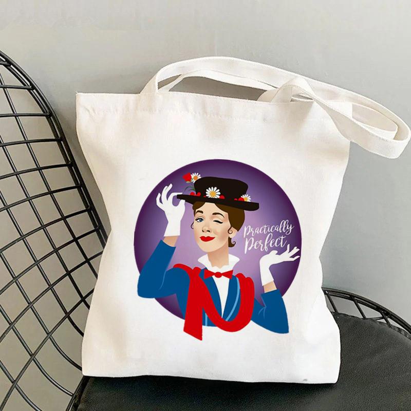 2021 Shopper Elegant Mary Poppins Kawaii Bag Harajuku Women Shopping Bag Canvas Shopper Bag Girl Tote Bag Shoulder Lady Bag