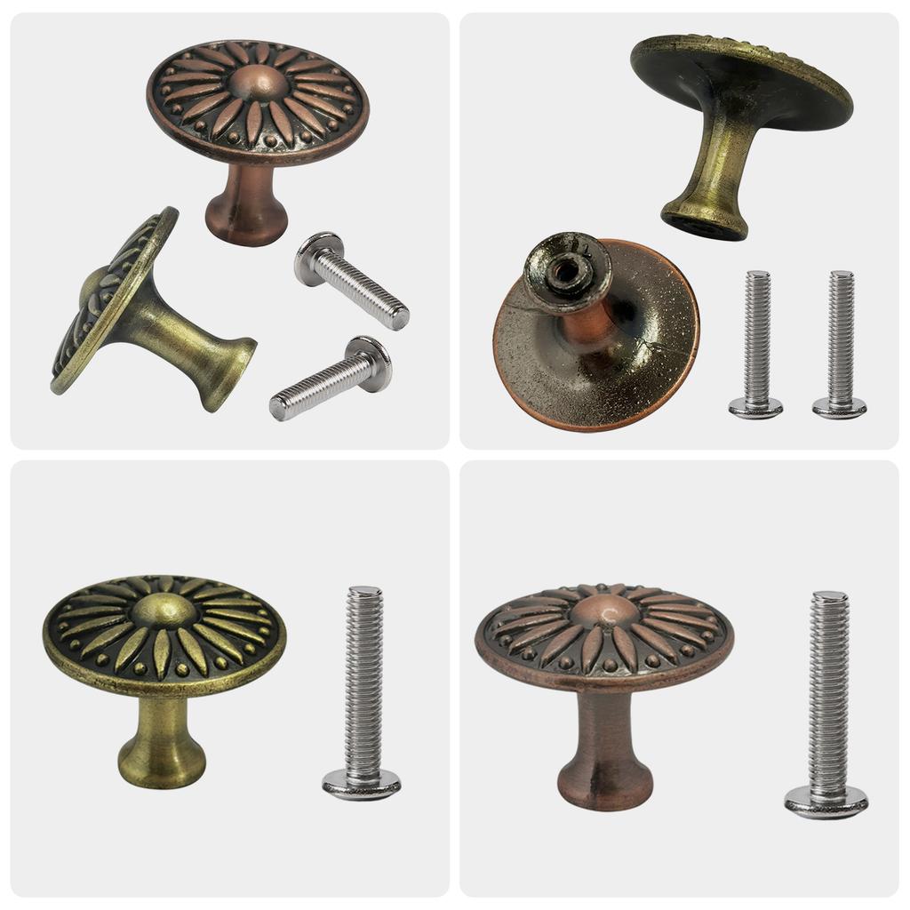 Antique Finish Single Hole Pull Knob Metal Drawer Handle Rustic Single Hole Cabinet Pull 12pcs for Elegant Interiors