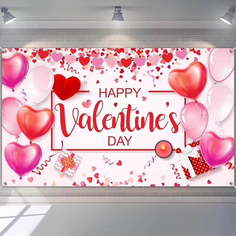 Festive Pink 2D Backdrop, Romantic Gifts & Confetti Photo Background