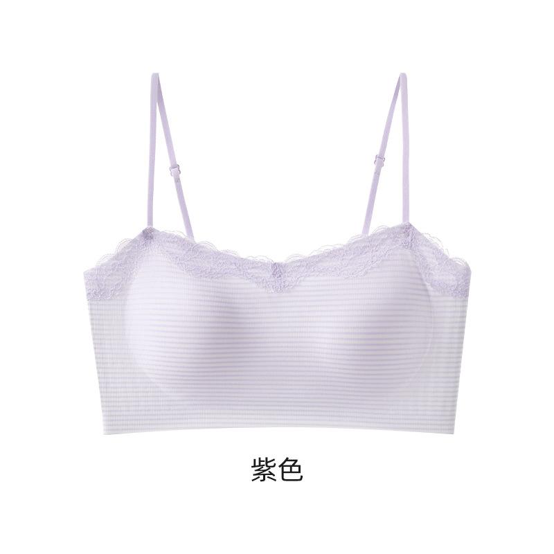 New, cool thin shoulder straps can be exposed underwear women's summer thin small breasts gather lace tube top bra cover bra