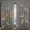 2pcs, Golden Black Flowers Rod Pocket Pocket Digital Printing Curtains,Polyester Material, Suitable For Living Room,Bedroom