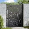VidaXL Garden Gate Black 105x130 Cm Steel Flame Design, Fence Gate, Outdoor Gate, Metal Gate, 4100990