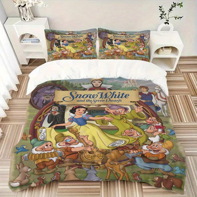 3pcs Snow White Dwarfs & Friends Print Cover Set Ultra Soft, Breathable, and Comfortable Bedding with Stylish Design for Bedroom and Guest Room D